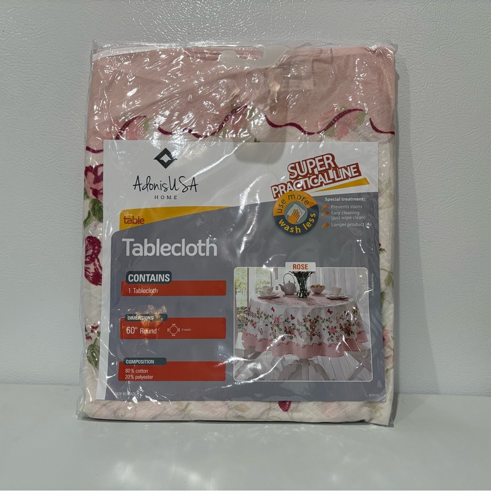 AdonisUSA 60” Round Rose Tablecloth